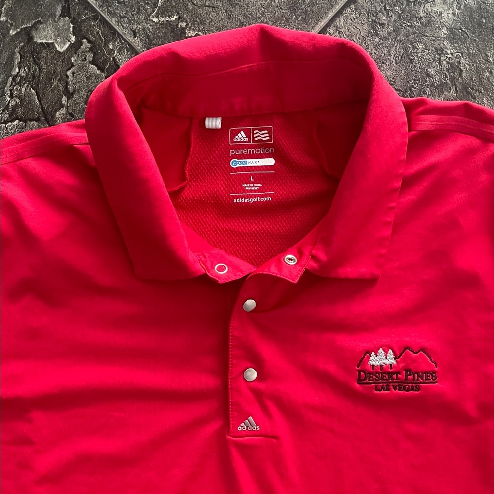 ADIDAS Men’s Puremotion Desert Pines Las Vegas Polo Snap Button Golf Shirt Sport